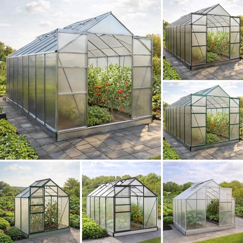BRAST Gewächshaus Aluminium mit Fundament | 42 Modelle | 130x190x195cm - 490x250x235cm | TÜV...