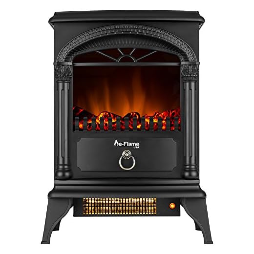e-Flame USA Hamilton Compact Freestanding Electric Fireplace Space Heater - Infrared 3-D Wood Burning Flame Effect (Matte Black)