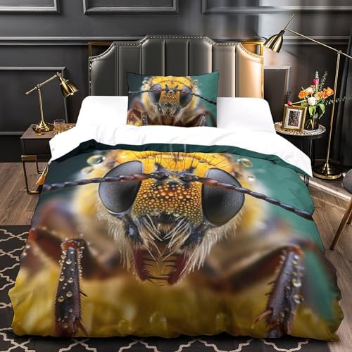 Housse de couette insectes fermeture éclair pour lit simple 135x200