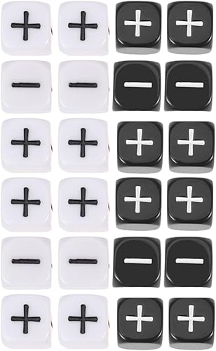 STOBOK 24 dados de matemáticas, dados de 6 caras para preescolares, dados menos más juegos de mesa dados para aulafiesta