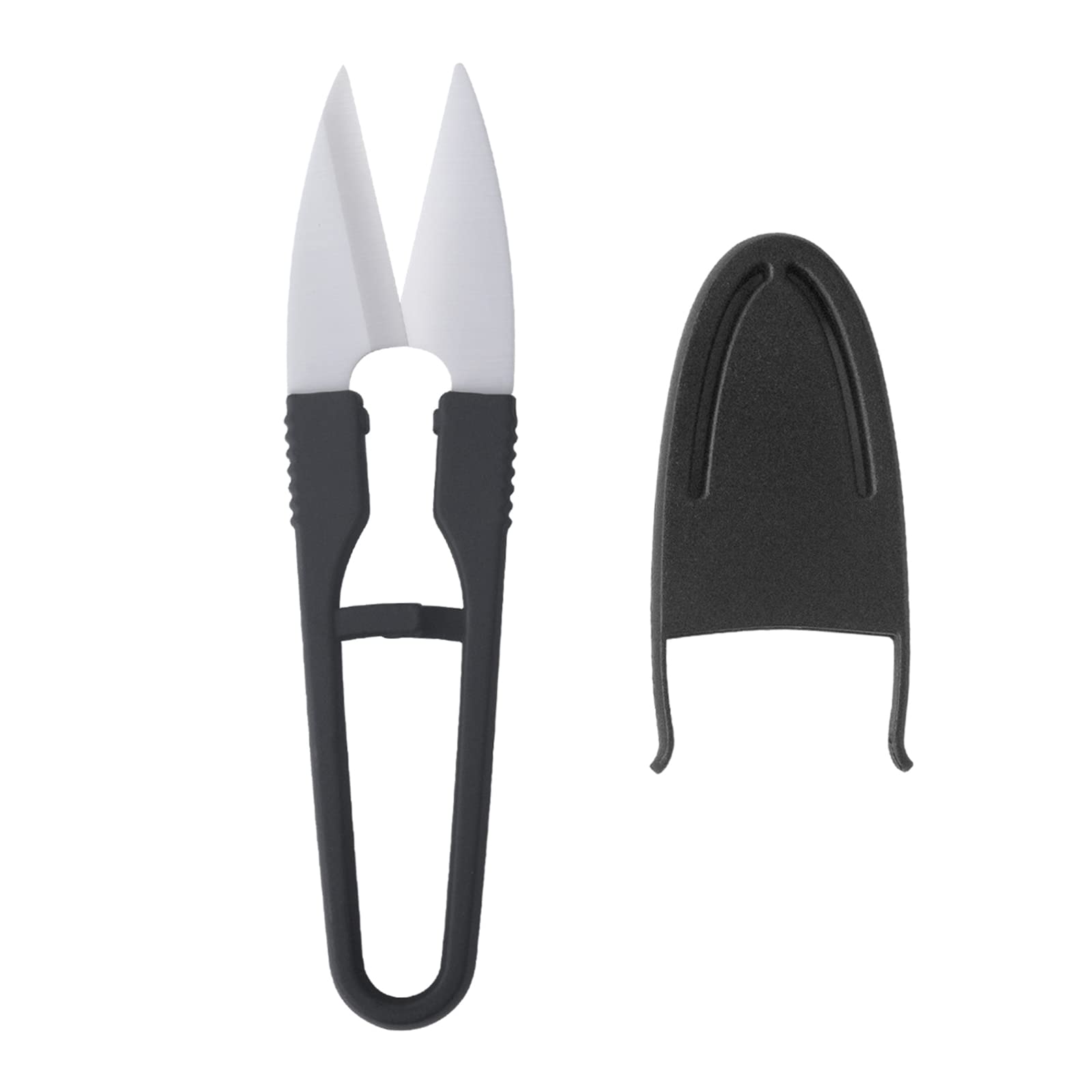 Sewing Scissors Practical Ceramic Yarn Thread Scissors Cross-Stitch Trimmer U Shape with Cover for Fishing Yarn Thread Cutter U Shape Cross-Stitch Fishing Line