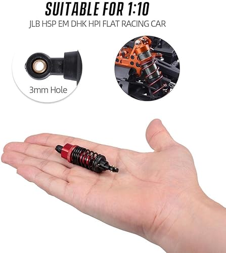 Miniatura 7 de Amortiguador de amortiguadores de amortiguadores RC rellenos de aceite de aluminio para Tamiya TT01 Mf-01x 110 RC Car Upgrade Parts 4 pcsSet (verde)