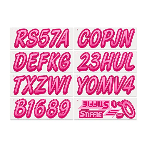 Image of STIFFIE Whipline Pink /Berry 3 inch Boat & PWC Registration Decals • Numbers Letters Stickers