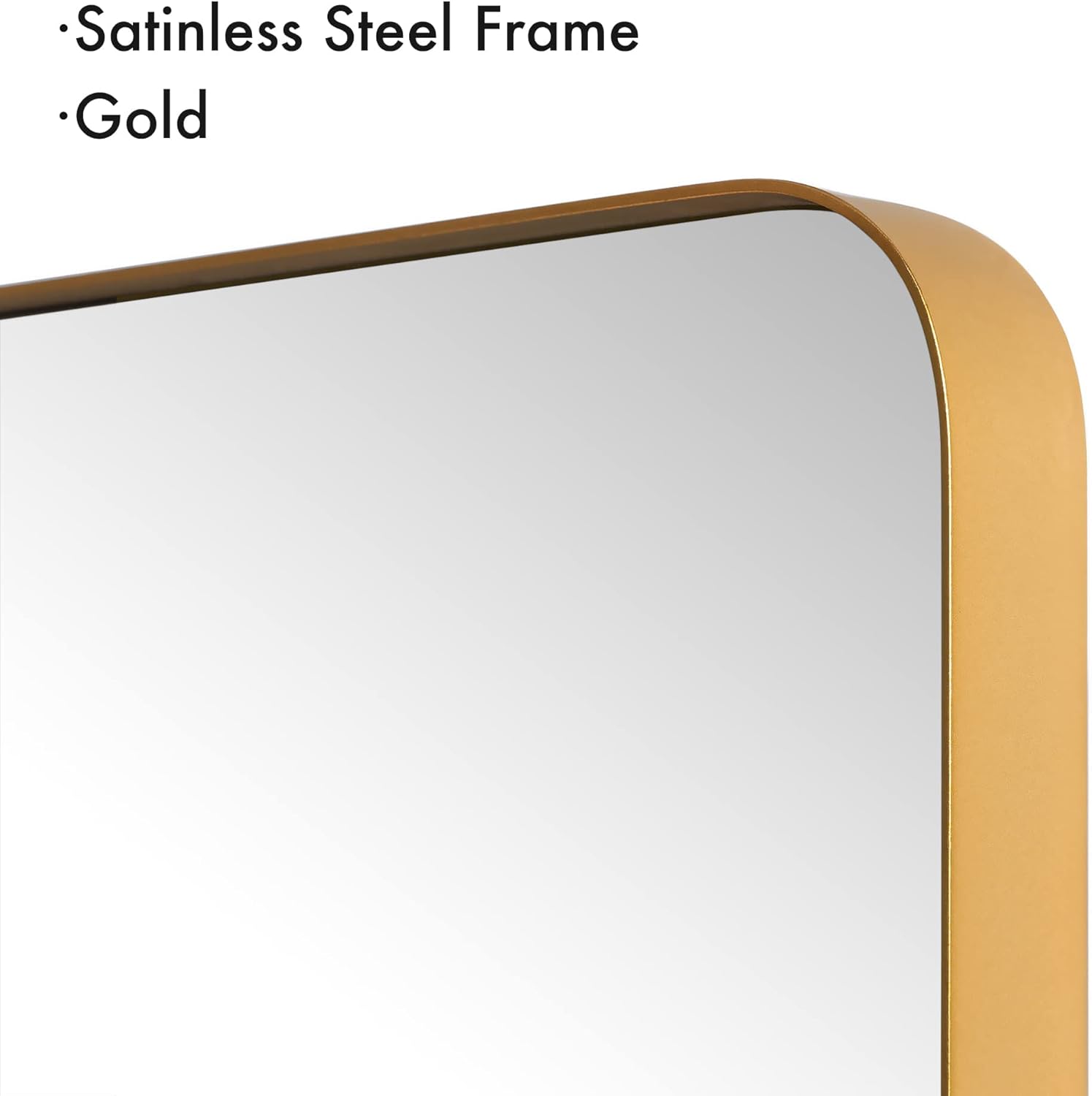 Clavie Gold Bathroom Mirror, 22x30 Inch Mirror for Bathroom Metal Frame Rounded Corner Rectangle Mirror Modern Bathroom Mirror Vertical or Horizontal Hanging Wall Mirrors for Wall Decor