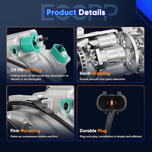 Image of ECCPP AC Compressor for Hyundai Santa Fe for Kia Sorento 3.3L 2013-2018 | AC Compressor with Clutch Rapid Cooling