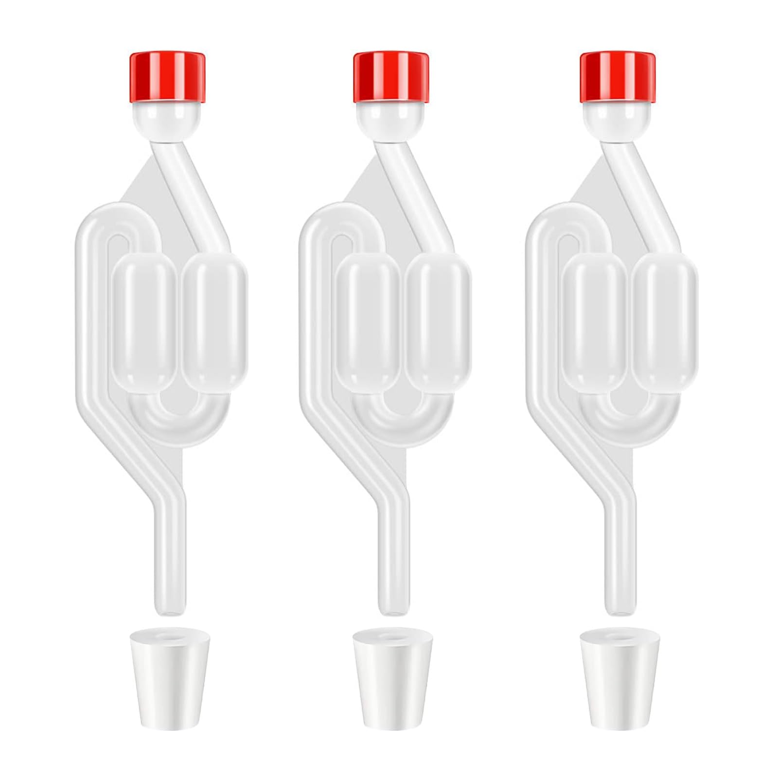 Tubos Burbujeador de Fermentación, 3 Piezas Esclusa de Fermentación, Tubo de Fermentación, Válvula para Fermentación con Tapón Goma, Utilizadas Elaborar Cerveza, Vino Tinto, Fermentación