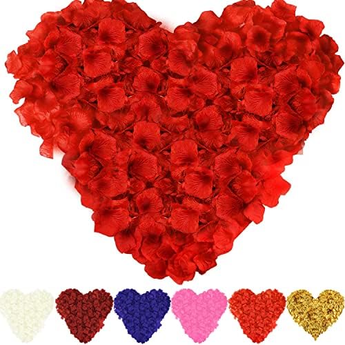JXXAMZ33 1000 Pcs Rose Petals for Wedding Romantic Night Artificial Roses Flower Petals for Valentine's Day Anniversary (Dark Red and Burgundy)