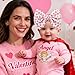 YanJie 7'' Valentines Hair Bow for Baby Girls Love Heart Double Layered Headbands Valentine Hair Accessories for Infants Pink Headband Cute Bowknot Barrettes Hearts Outfit