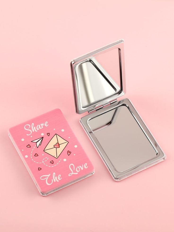 SREE AAI JI Compact Pocket Mirror with Cute Love Design | Foldable Makeup Mirror for Women & Girls | Purse & Travel Mirror Multicolor-image-20