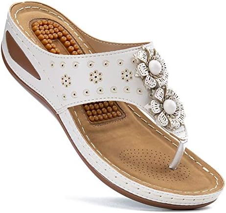 Ecetana Women's Sandals Comfortable Flip Flops for Women with Arch Support Summer Casual Wedge Sandals Shoes Casual