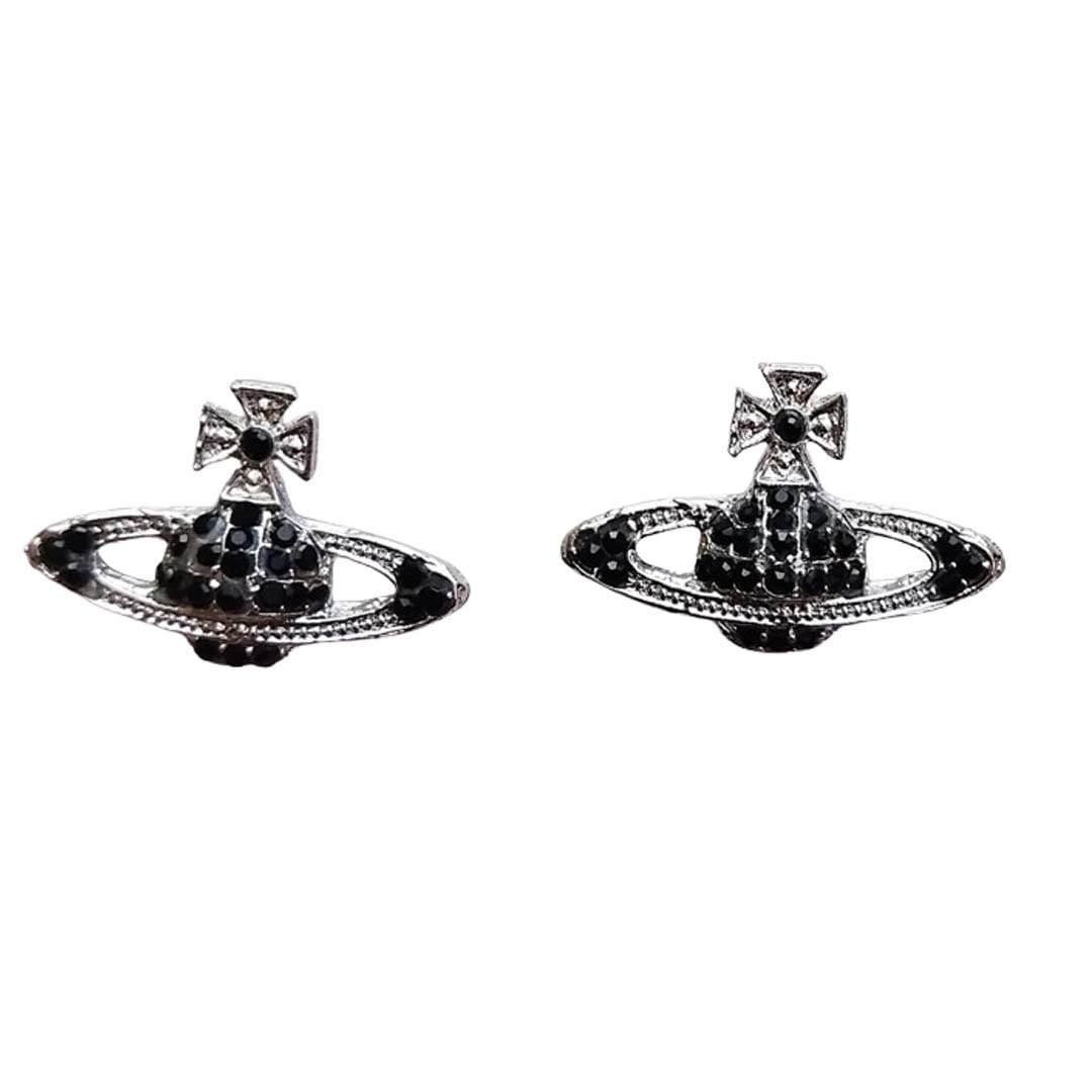 Vivienne westwood earrings women earrings saturn earring minimal earrings Cubic Zirconia Stainless Steel Earring Set (Black) (B0CR7VX159) Amazon Price History, Amazon Price Tracker