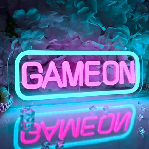 SYLHOME Game On Led Neon Light Sign Game Room Bedroom Man Cave Wall Decor