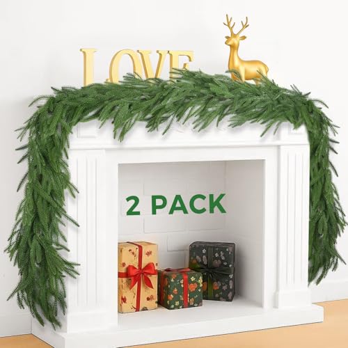 9 ft Christmas Norfolk Pine Garland (2 Pack)