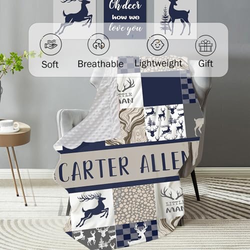 Personalized Baby Crib Bedding Set: 4 Piece Custom Gift Crib Bed Set with Name - Navy Deer Design, Nursery Bedding Set for Baby Girls,Newborn Boys Girls Crib Sets, Crib Bedding Shower Gifts2
