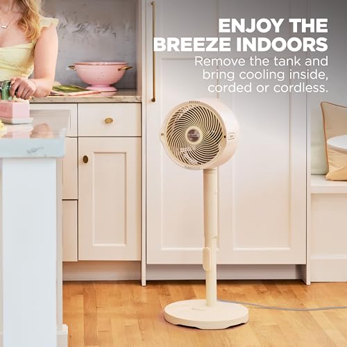 Image of Shark FlexBreeze Pro Mist 2-in-1 Fan with Integrated Mist, Yellow, FA300YL | Corded /Cordless, Pedestal to Tabletop, up to 24-Hr Battery, up to 70 Ft of Power, 5 Speeds, with Integrated Misting Tank