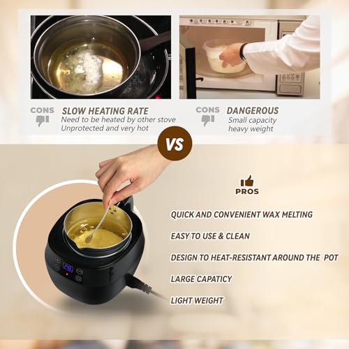 TCFUNDY Derretidor de cera para fabricação de velas, pote de derretimento de cera de vela de 1L, kit
