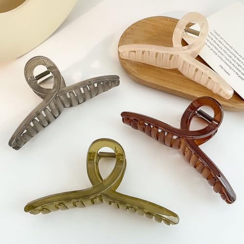 4 Pcs Big Hair Claw Clips for Long Thick Hair, Nonslip Jelly Hair Clips Large Jaw Clips for Women Girls Hair Accessories