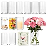 Clear Glass Cylinder Vases for Centerpieces,12pcs 6 inch Thick Bud Flower Vase & Floating Candle...