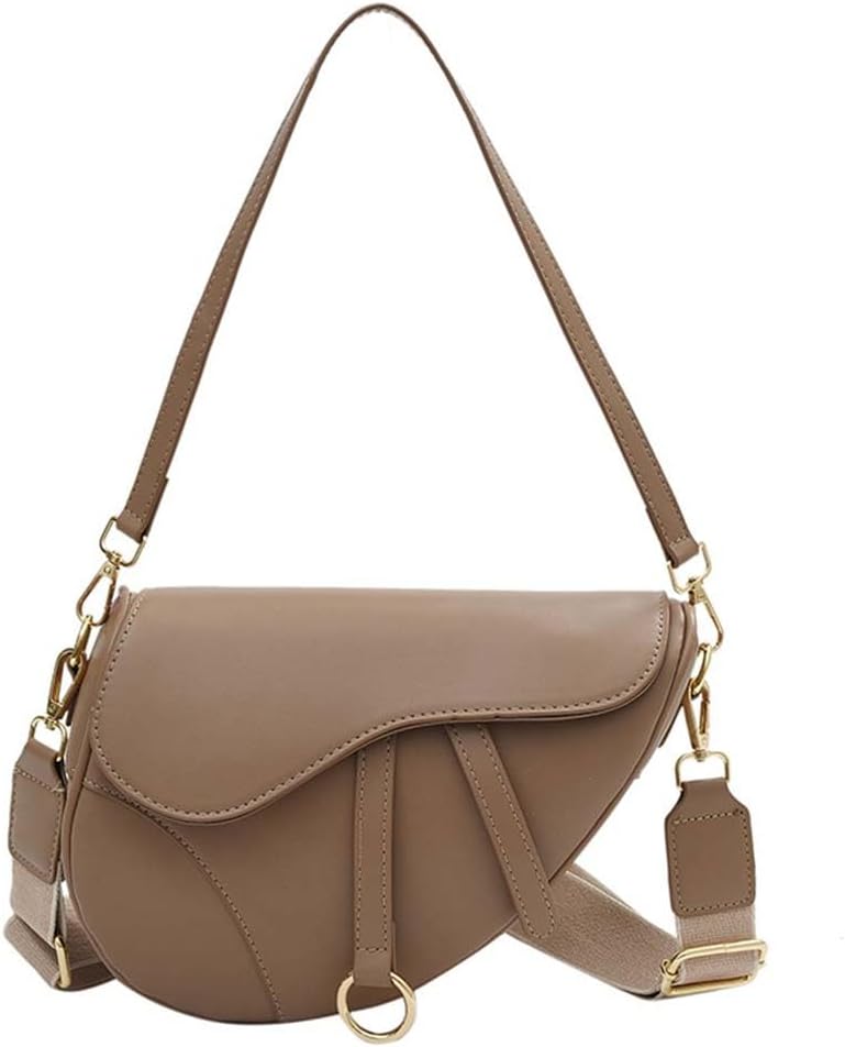 women trendy small clutch purse saddle shoulder bag underarm handbag satchel handbag crossbody bag khaki
