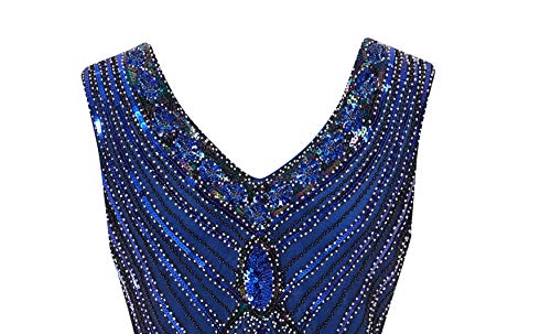 1920s Women's Gatsby Costume Flapper Dresses V Neck Fringed Dress with 20s Accessories Set of 7 - Image 5