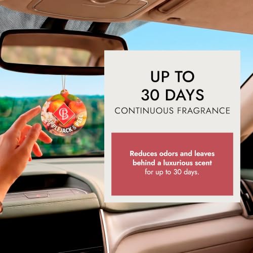 Image of Claire Burke Applejack & Peel Hanging Car Air Freshener - Luxury Scent, Long-Lasting Odor Neutralizer | Up to 30 Days | Made in USA | Strong Air Freshener for Car | Pack of 6