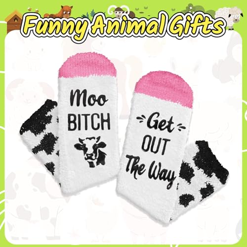 Image of HAPPYPOP Fuzzy Animal Socks for Women - Cute Unicorn, Horse, Cow and Goat Gifts for Her