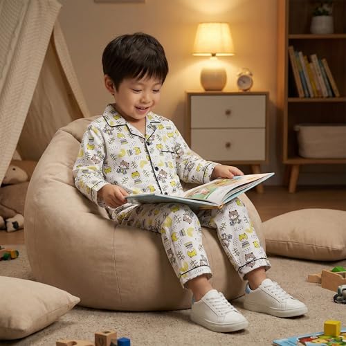 Image of CLAP Kids Cotton Printed Full Sleeves Night Suit