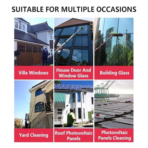 Telescopic Window Cleaner Kit 3.6M Extendable Pole with 35cm Brush Head for Water Fed Window Cleaning and Solar Panel Washing