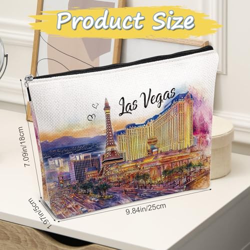 Las Vegas Souvenir Gift - Watercolor City Travel Makeup Bag, Las Vegas Travel Lovers Cosmetic Bags, Las Vegas Vacation Trip Gifts for Women Girls Sister Birthday Christmas Gift3