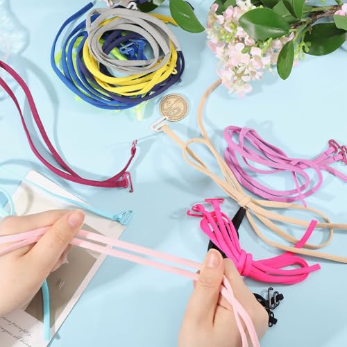 Image of FREEBLOSS 18Pairs Halter Neck Bra Straps Replacement 18 Colors Decorative Bra Straps for Women Adjustable Bathing Suit Strap