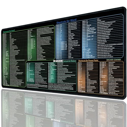 secret corner excel&Word&Windows&powerpoint Cheat Sheet Mousepad,ExtraLarge Office Desk Accessories Desk
