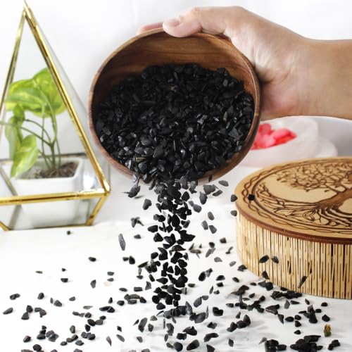 Image of Black Agate Crystal Chips for Grounding & Emotional Balance | Natural Gemstones for Vastu, Reiki & Meditation | Decorative Crystals for DIY Craft, Jewellery Making, Home Decor & Table Decor (500 Gm)