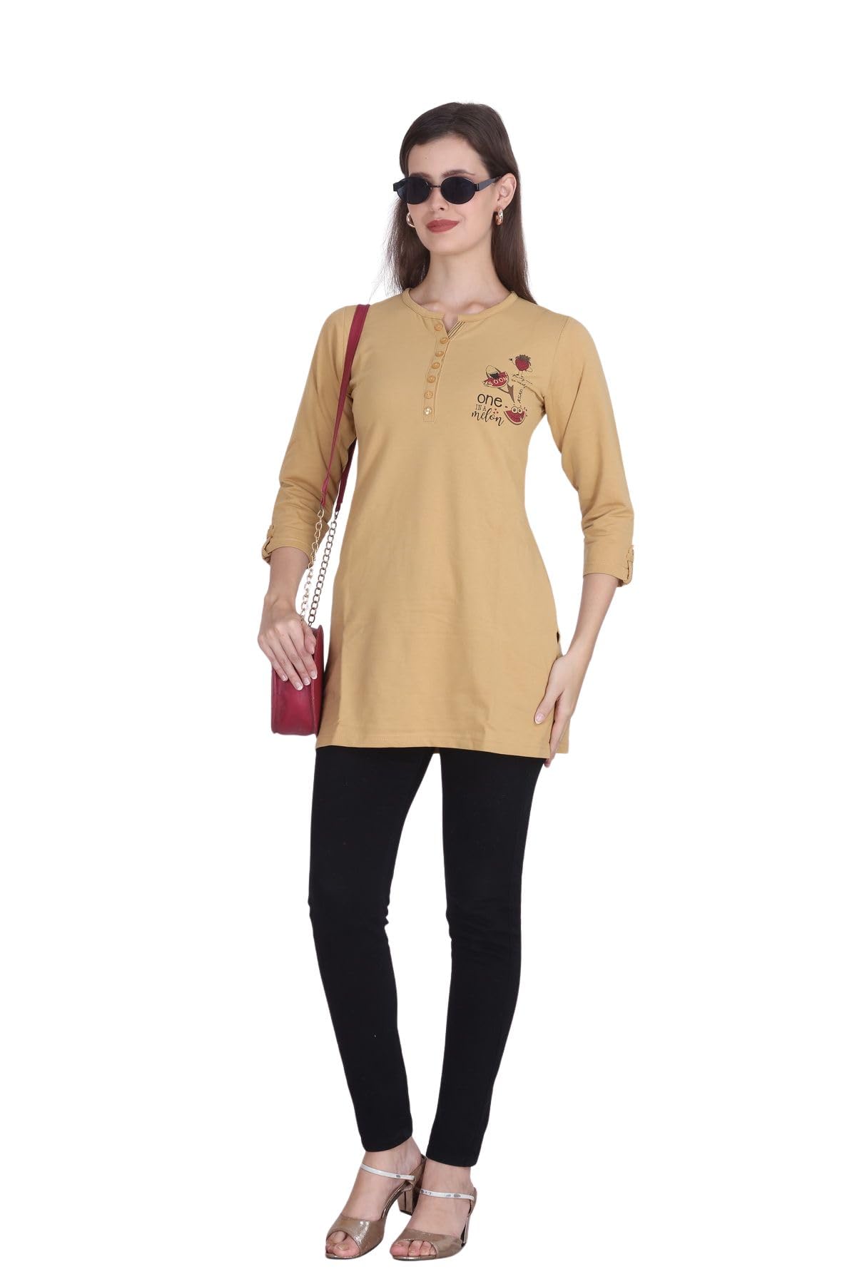 top ten Women's Spring/Autumn Printed Round Neck Full Sleeve Cotton Blend Loop Knit Long top/t-Shirt/Kurta(NOT for Winters)-picture-39