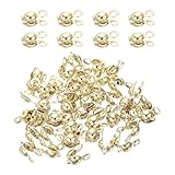 uxcell 50 tapas de extremo de crimpado de 3,2 mm, cierre de conector de cable de concha de almeja, puntas de nudo, engaste de extremo Calotte para hacer joyas, oro de 14 quilates