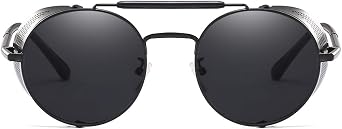 Dollger Steampunk Style Round Vintage Sunglasses Retro Eyewear UV400 Protection for Men Women