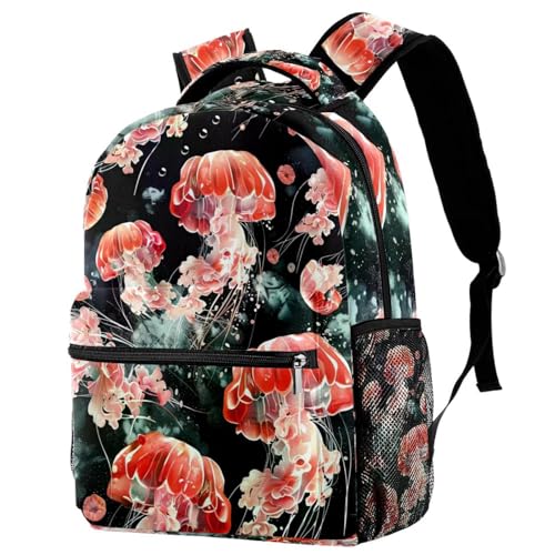 Sac à dos d'école méduse rose multicolore pour campus et voyage