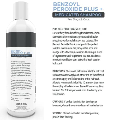 Smiling Paws Pets - Itch Relief Shampoo For Pets - Contains Benzoyl Peroxide - Kills Fleas - Relieves Allergies, Itching, Dermatitis, Mange, Dandruff, Mites, Acne, Demodex, Seborrhea, Pyoderma - 12Oz #TOP5