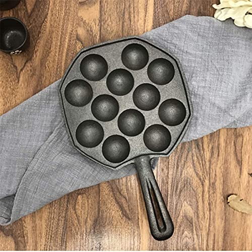 DELURA Takoyaki Pfanne 12 Löcher Octopus Ball Fleischbällchen Grillpfanne Backen Cupcake Japanische Takoyaki Gusseisen Antihaftplatte for Home Restaurant Pot