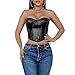 SHYMMUO Women Black Leather Corset Tops Sexy Strapless Crop Top Boned Bustier Bra XL