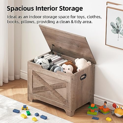 GAOMON Storage Chest, Lift Top Storage Trunk with Safety Hinge, Barn Style Organizer, Wooden Entryway Bench, Large Storage Chest for Entryway, Bedroom, Living Room
