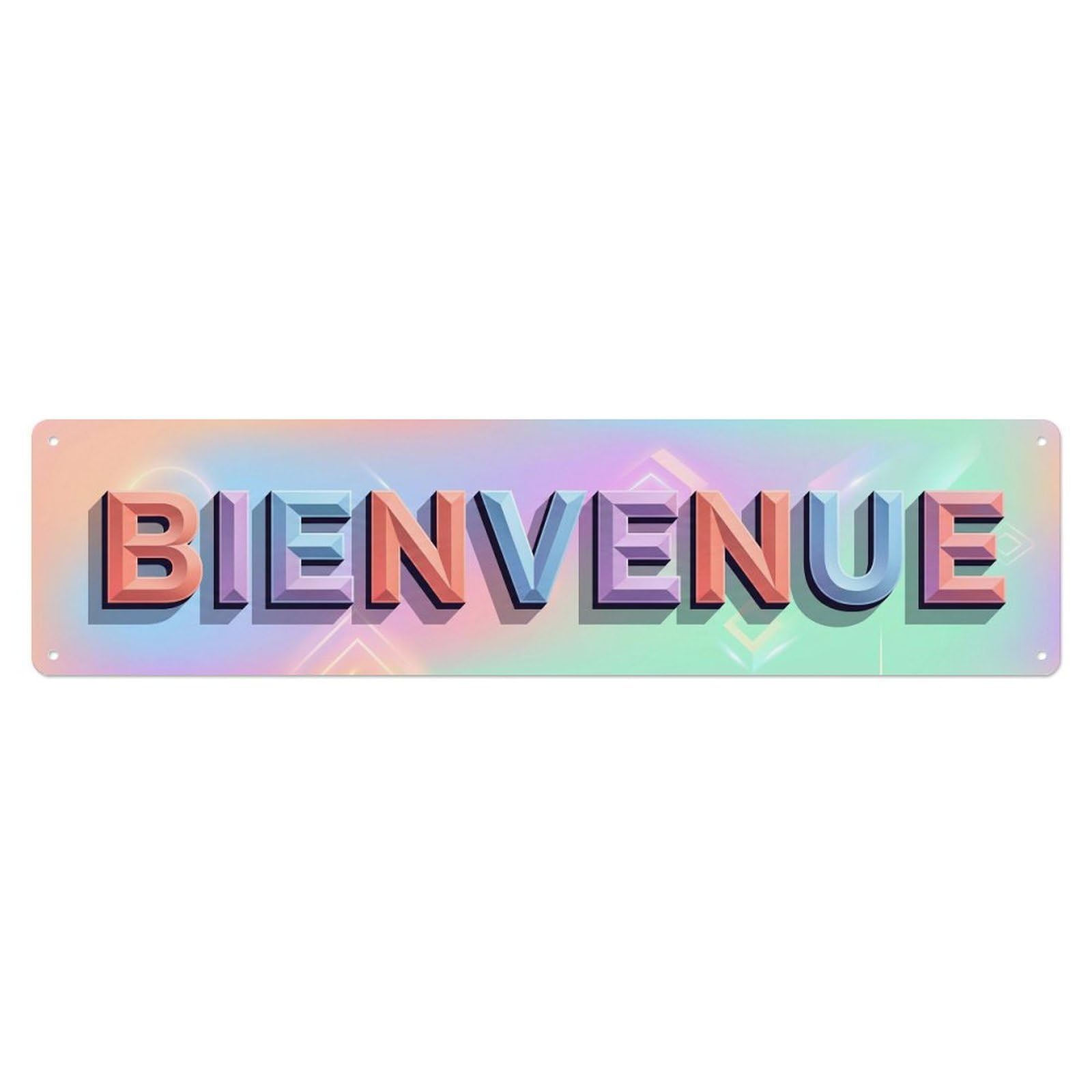 Isometric 3D Typography Welcome Metal Tin Skinny Sign Plaque Wall Decor for Cafe, Club Bar, Office, Home Garden Metal Poster 4x16Inch