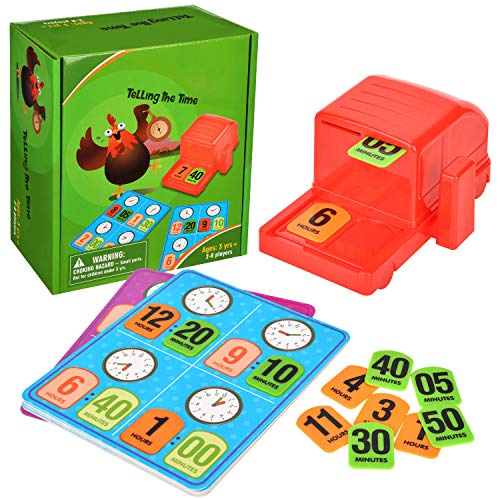 WloveTravel Time-Telling Board Game - Sight Words Game Matching Number Game, Flash Cards Number & Time Recognition Game, Educational Learning Toy for Preschooler/Kindergarten Toddler/Kids Boys Girls