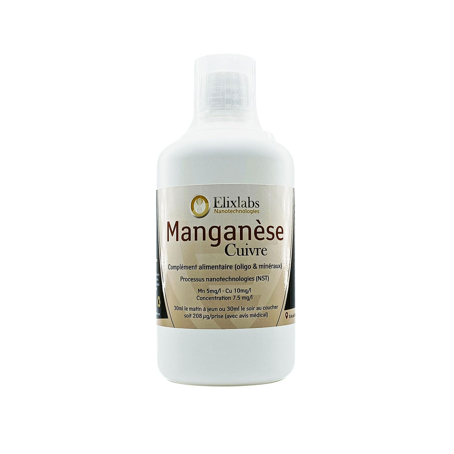 Manganese et cuivre colloïdal, 500 ml, Elixlabs Technologie Bio-Chem