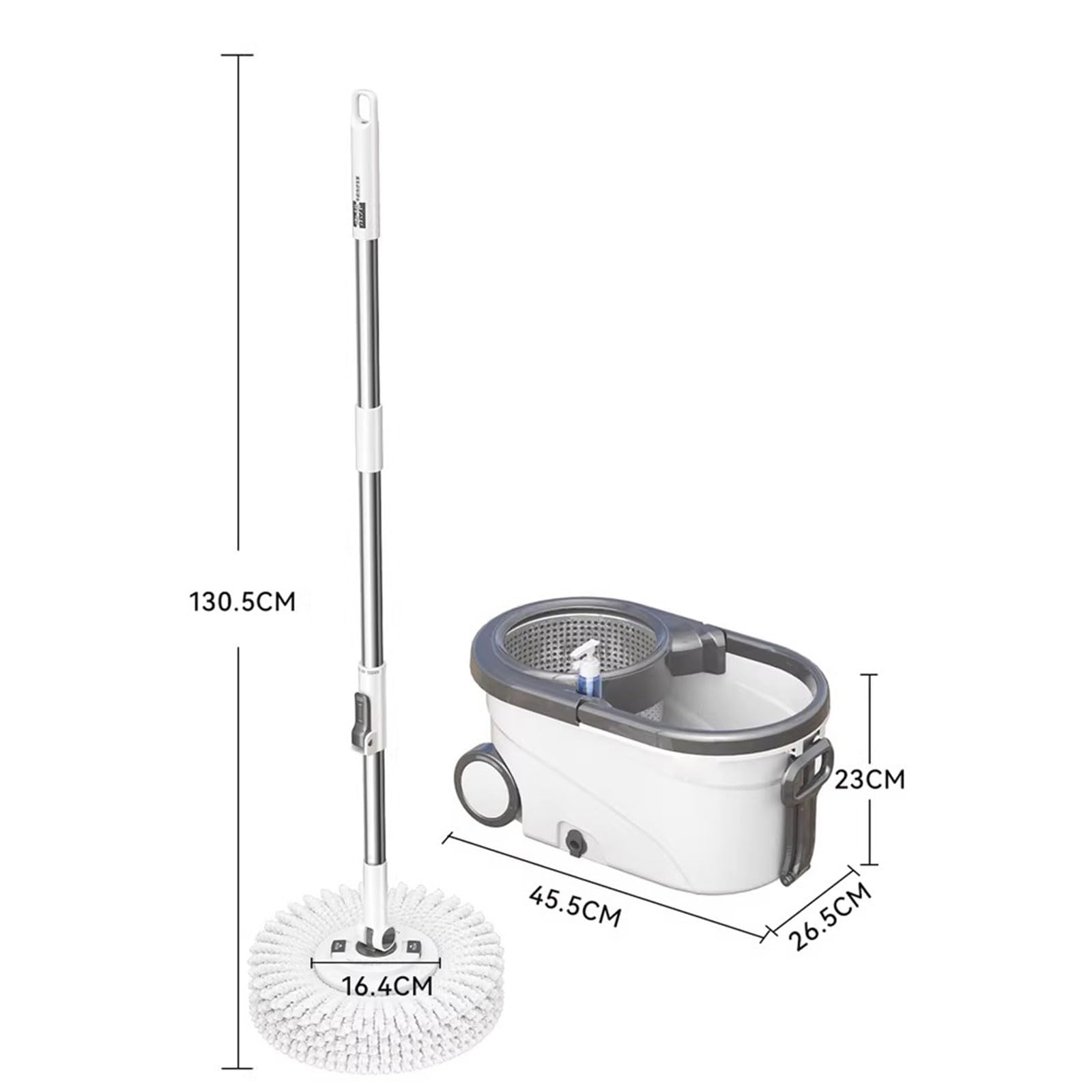 Este Juego de fregona giratoria y Cubo con escurridor para el hogar, Sistema de fregona giratoria de 360°, fregona húmeda para Polvo para Limpieza de Suelos con 5 Cabezales de Microfibra.