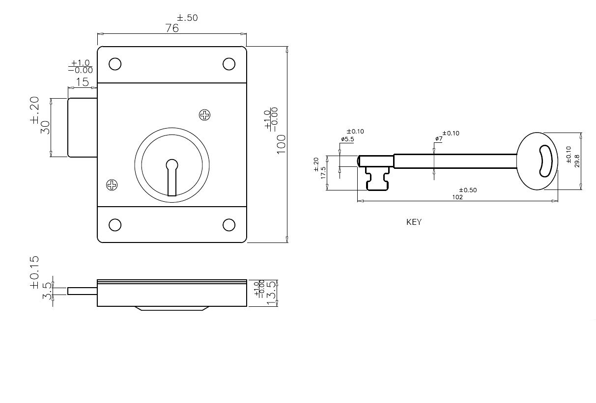 Serrure À Jante, Montée En Surface Serrure À Jante Avec Pêne Dormant À