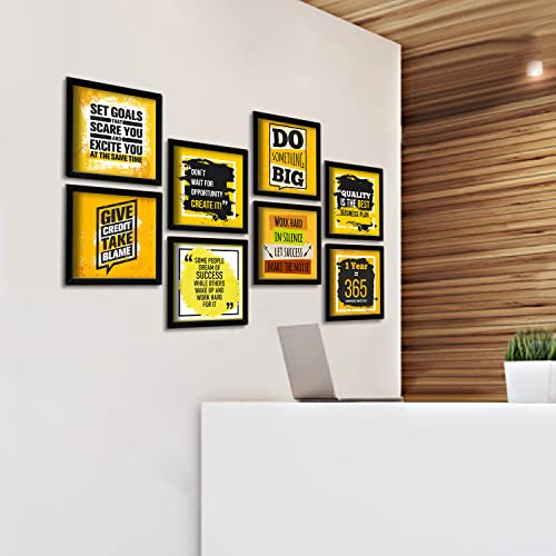 Image of PAPER PLANE DESIGN Motivational Quotes Wall Framed Poster, Office Decor, Inpirational Frame with Quotes.Set of 8 (10 Inch x 10 Inch) (MDF POSTERS)