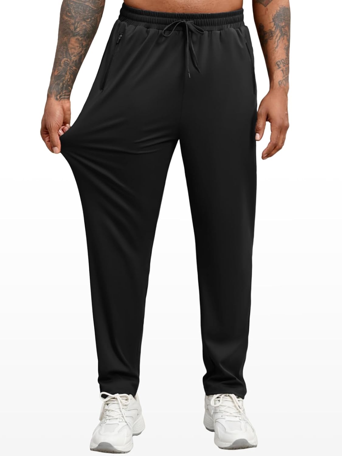 Auxo Mens Athletic Pants with Zipper Pockets Big and Tall Sweatpants Track Workout Gym Active Running Pants