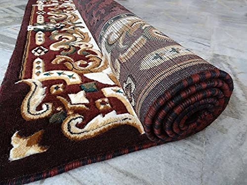Image of Beautiful American Combination Floral Design Acrylic Touch Carpet for Living Room & Drawing Room with 1 Inch Thickness(180X240 Brown Colour) 6x8 Feet