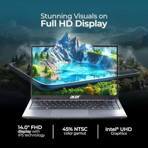 Image of Acer Aspire 3,13th Gen, Intel Core i5-1334U Processor, 16 GB RAM, 512 GB SSD, Full HD IPS, 14.0 inch /35.56 cm, Win 11 Home, MS Office,Steel Gray, 1.45 kg, A324-53, Backlit Keyboard,Thin and Light Laptop