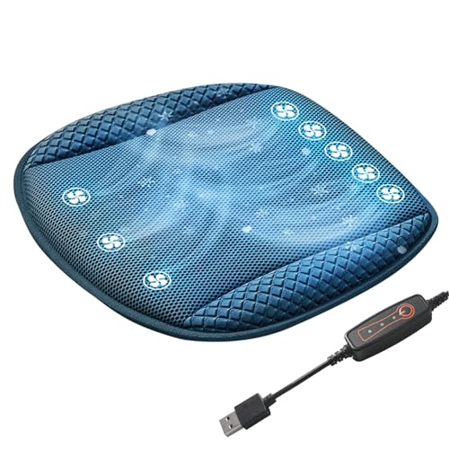 Liqzirtu Funda de Asiento de Coche con refrigeración y Puerto USB | Cojín ventilado y refrescante con Puerto USB - Cojín Transpirable para Conductor, Silla de Ruedas y Gel para largas sesiones